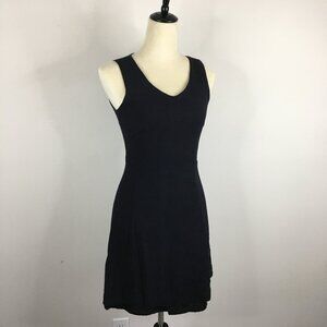 THEORY Black Wool Blend Textured Fredrica_Commove Fit & Flare Dress